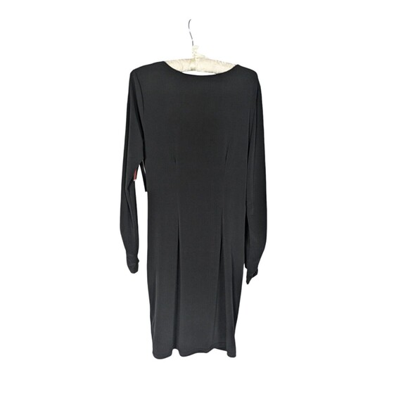 Sophia by Sophia Vergara Dress M Black Vneck Gathered Ruffle Long Sleeve Sheath - Picture 5 of 7